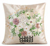 Faux Silk Cushion Covers with Handcrafted Ribbon Flower Details - Arte Decor