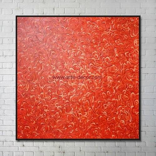 Abstract In Crimson Palette Knife Canvas Art Painting