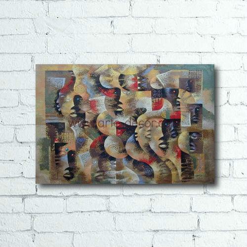 Faces Of The World Abstract Hand Painted Canvas Art