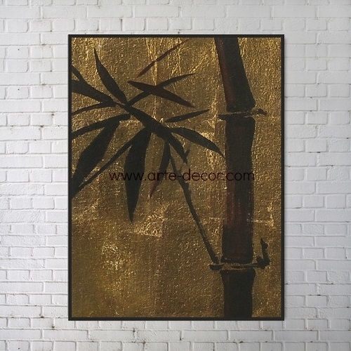 Golden Bamboo Shoot Gold Foil Canvas Painting